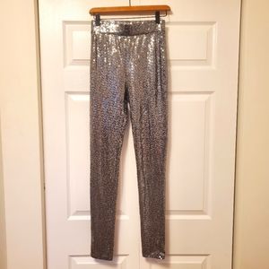 Zara Silver Sequin leggings size M